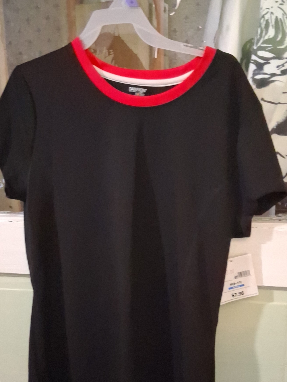 Classic Black Tee with Red Trim - Women's Top